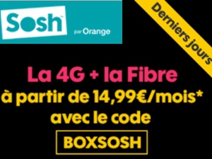 Dernières heures sur la promo Sosh Mobile + Livebox à partir de 14,99€/mois