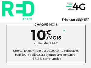 Le forfait RED 5Go illimité en promotion à 10€/mois jusqu'au 30 mai