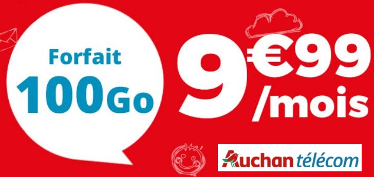 Forfait mobile 100 Go en promo à 10€/mois : faites le plein de 4G chez Auchan Telecom