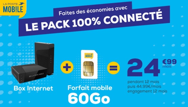 Box Internet + forfait 60 Go : 25€/mois grâce à la promotion La Poste Mobile