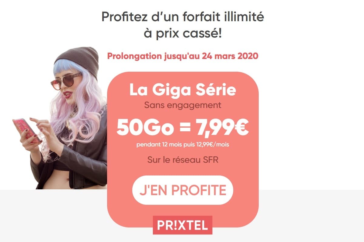 Forfait mobile : la vente privée Prixtel prolongée jusqu'au 24 mars