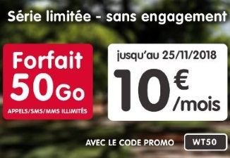 Forfait pas cher : 50Go à 10€ à vie chez NRJ Mobile