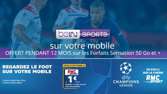 Forfait mobile : beIN SPORTS offert chez Bouygues, RMC Sport à 1 euro chez SFR, comment en profiter ?