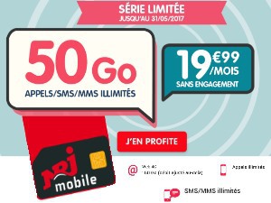 Forfait Série Limitée en promo NRJ Mobile Woot appels illimités 50 Go à moins de 20 euros