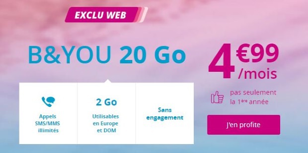 Promo mobile : le forfait Bouygues 20 Go aussi à 5€, et pas seulement la 1e année