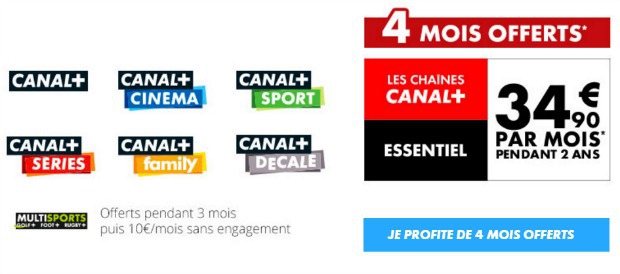 Canal + : Essentiel et les chaînes Canal en vente flash avec 4 mois offerts, 140 € d'économies !