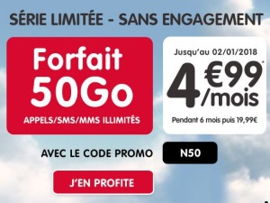 NRJ Mobile : le forfait sans engagement 50 Go à 5€ pendant six mois