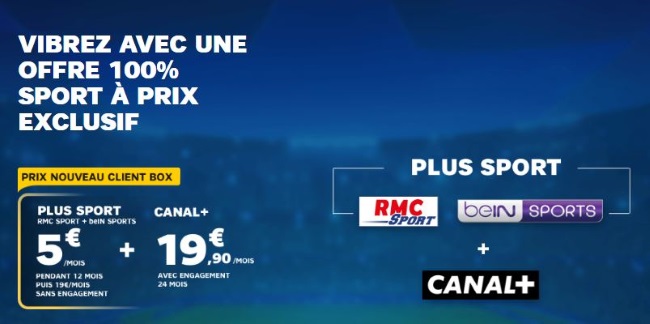 Promo box internet SFR : 15€/mois de remise sur le pack 100% sport (Canal, RMC Sport, beIN)