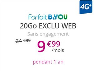 Bouygues Telecom : un forfait B&You 20 Go à 9,99€ pour la rentrée