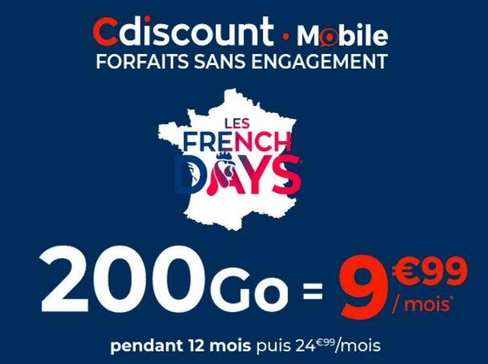 Forfait French Days Cdiscount : 200Go pour 9,99€/mois pendant 3 jours seulement