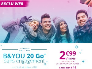 -88% sur le forfait mobile sans engagement BandYou 20Go jusqu'au 3 janvier 2018