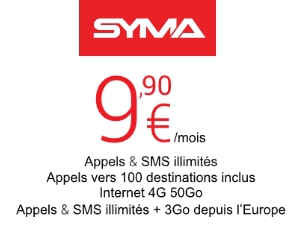 Nouvelles augmentations data à 50Go et 60Go des forfaits Syma Mobile de milieu de gamme