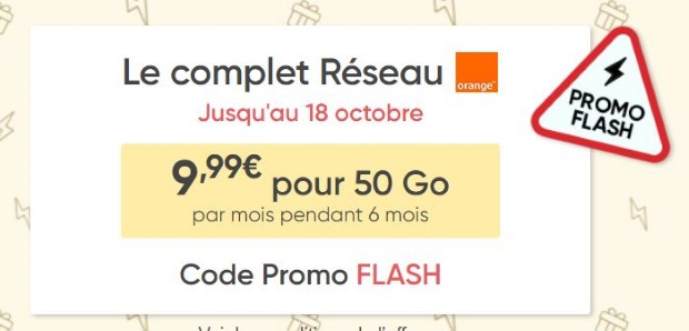 Promo FLASH sur le forfait Prixtel : 50Go à 10€/mois sur le réseau Orange