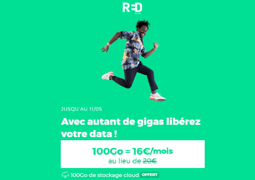 Promo surprise chez RED : le forfait 100 Go à 16€/mois