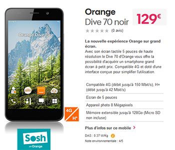 Orange Dive 70, un Smartphone 4G de milieu de gamme de l'automne par l'opérateur