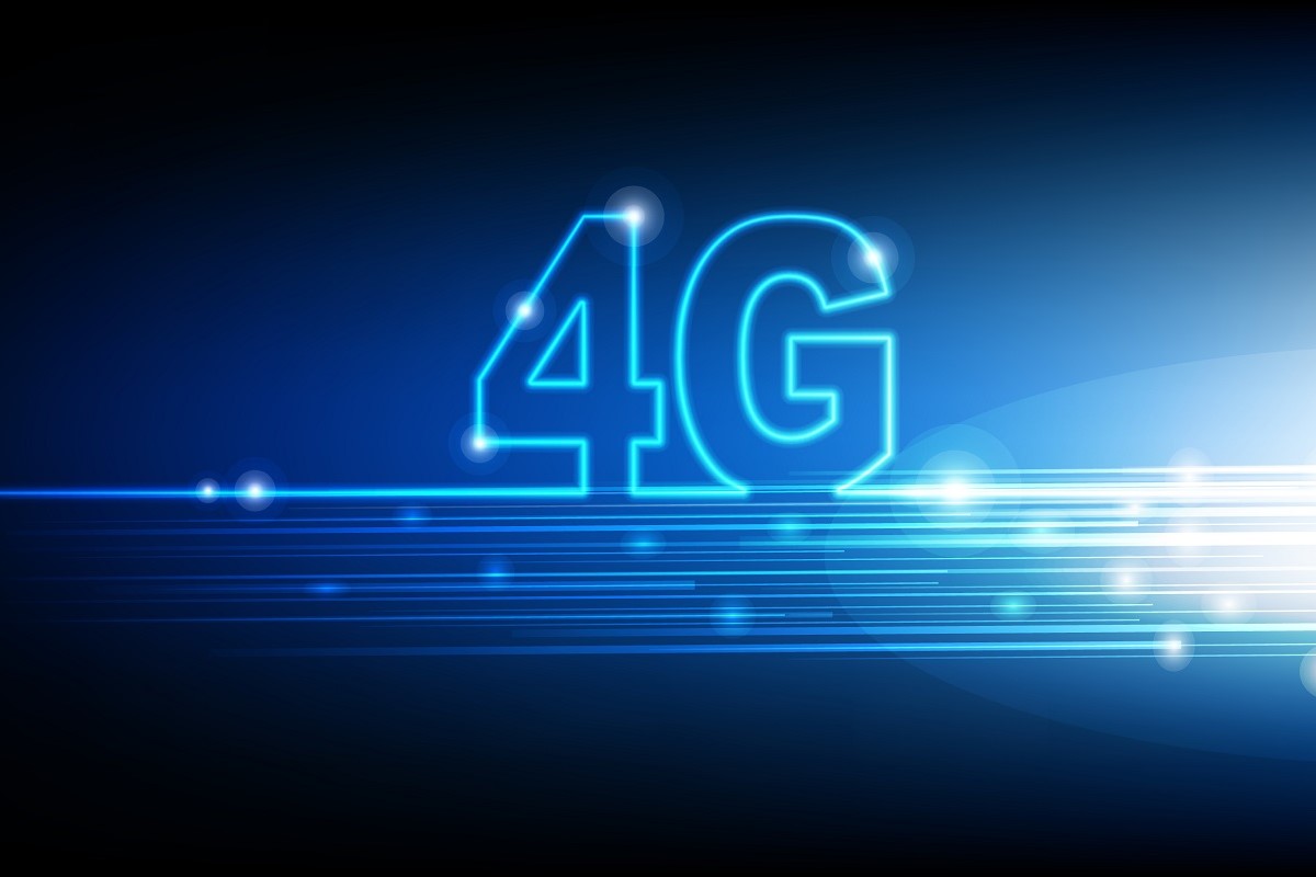 Logo 4G en bleu laser sur fond noir, car Lebara propose de bons prix mais pas de 5G