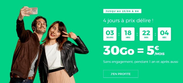 Forfait mobile : le RED 30 Go à prix canon, 5€/mois à vie