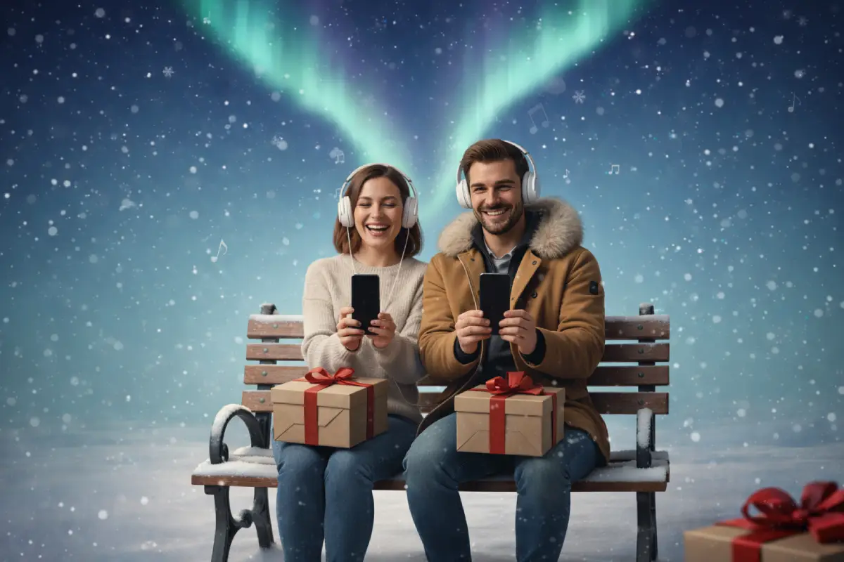 Couple écoute Deezer grâce à l'abonnement Duo offert par RED by SFR