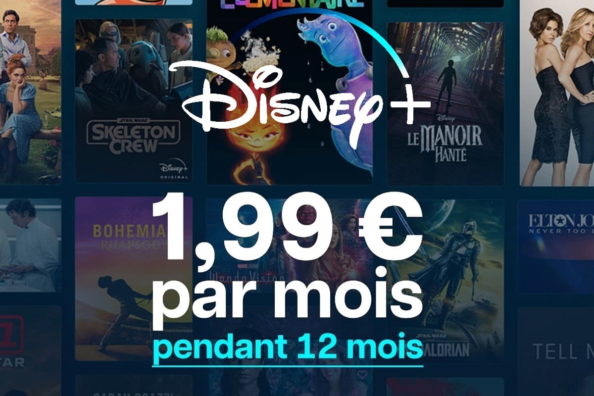 TV avec logo de Disney+ et son prix promo à 1.99€, mais l'abonnement est gratuit avec Freebox Ultra et à 1€ avec Livebox Max