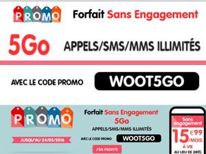 Le forfait NRJ Mobile Woot 5Go à 15.99€/mois