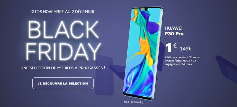 Black Friday SFR : le Huawei P30 Pro à 1€ et 300€ de remise sur l'iPhone XS