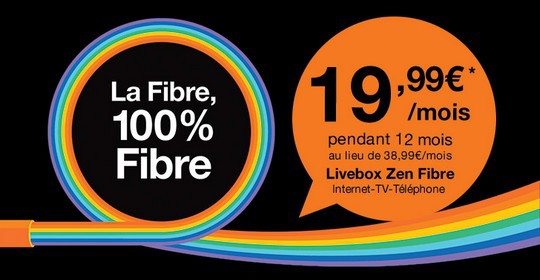 La fibre d'Orange à partir de 19.99€ avec les frais d'accès au réseau offerts