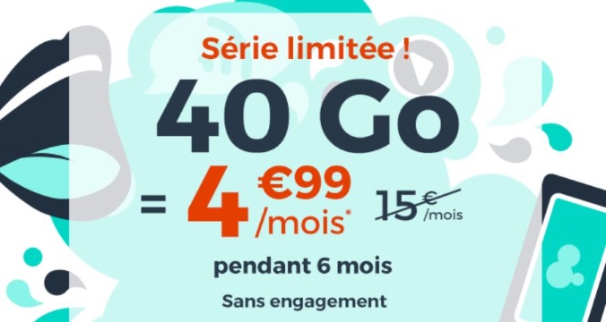 Forfait pas cher : 40 Go à 5€ par mois, l'offre mobile canon de Cdiscount
