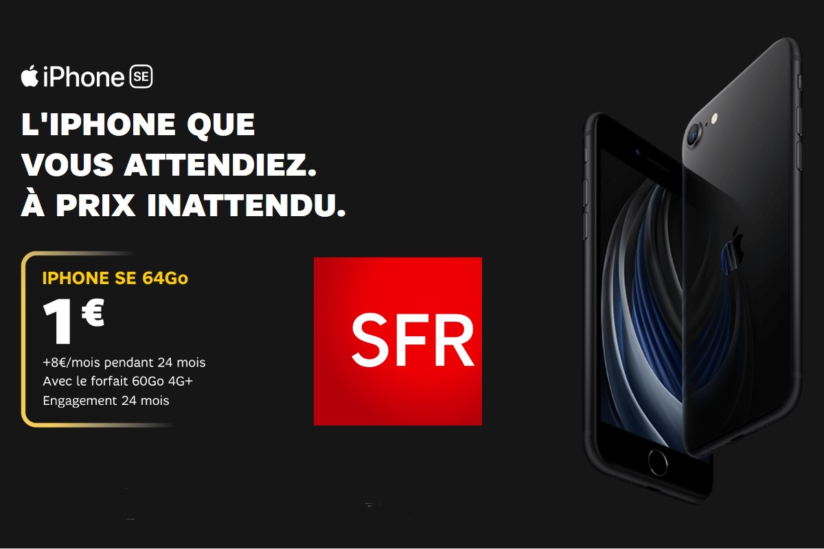 l'iPhone SE à 1€ avec un forfait 60 Go SFR