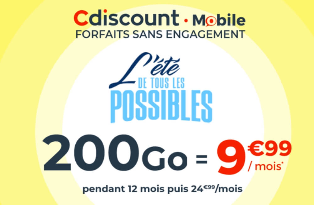 Forfait en promo : 200 Go pour 10€/mois chez Cdiscount Mobile