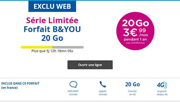 Prolongation de l'offre 20 Go Série Limitée BAndYou à 3,99€/mois... jusqu'au 27 juin !