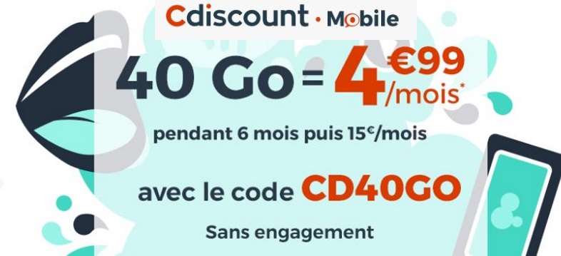 Forfait en promo : l’offre Cdiscount mobile 40 Go passe à 5€/mois