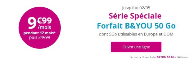 Mobile : le forfait Bouygues 50 Go en promo à 10€ dans certains départements