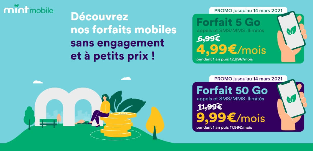 Découvrez Mint Mobile et ses forfaits en promo : 5Go pour 5€, 50 Go pour 10€