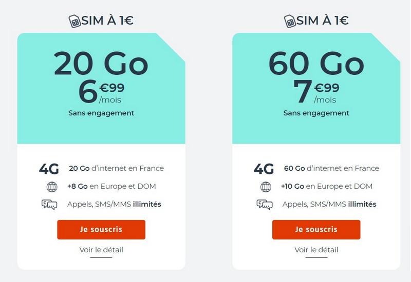 Les forfaits Cdiscount 20 et 60 Go