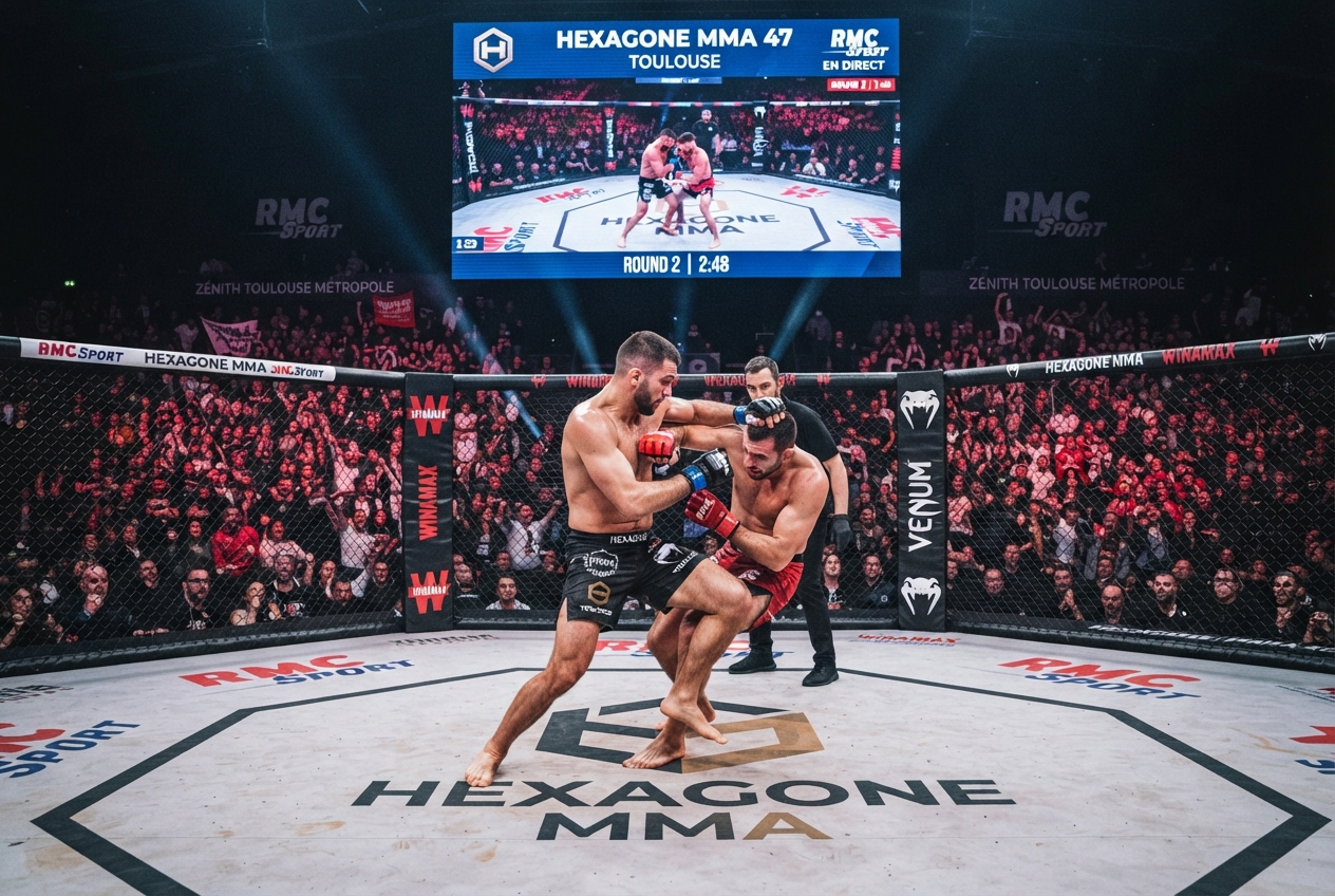 Affiche de l'événement Hexagone MMA 47 diffusé sur RMC Sport à Toulouse.