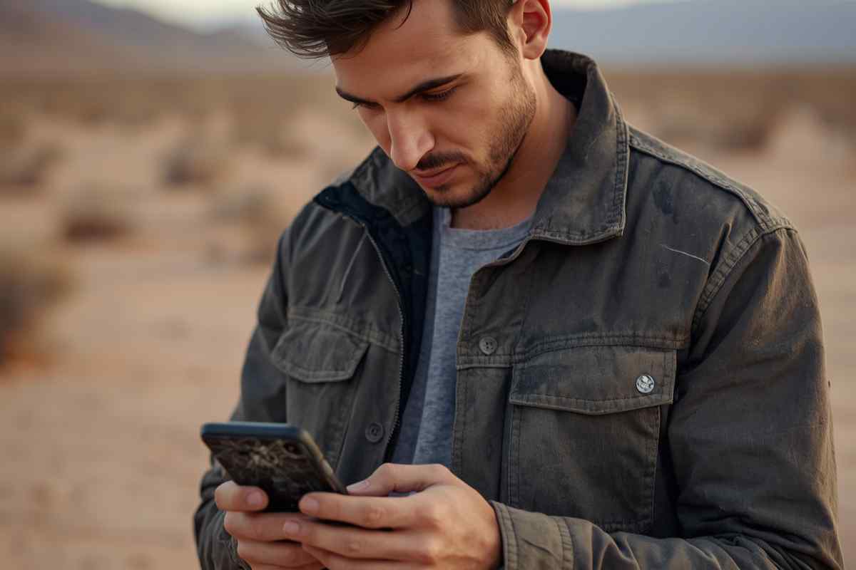 Un homme dans le désert avec un smartphone Honor