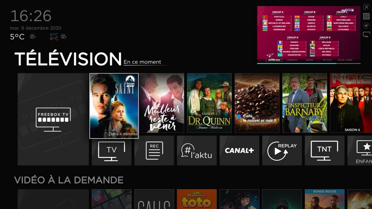 l'interface TV de la Freebox Delta