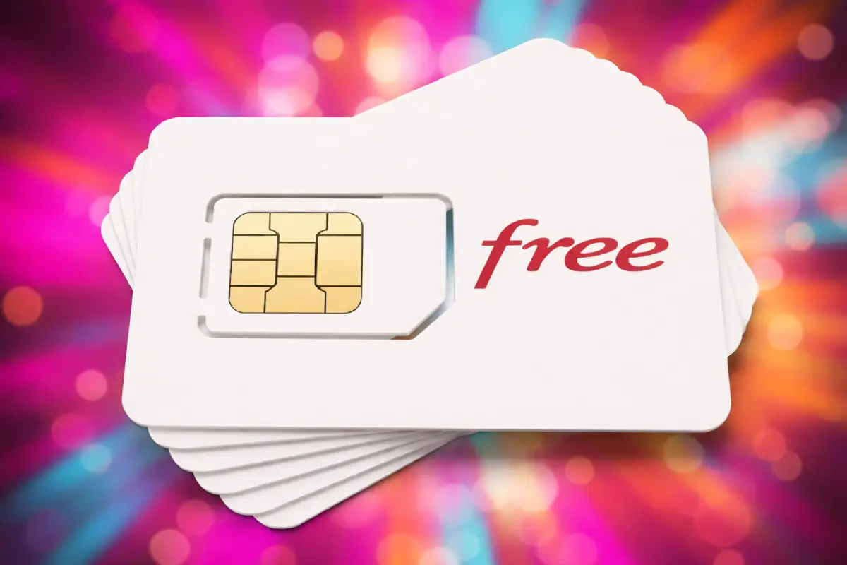 Logo de Free sur carte SIM, car son forfait "Série Free" a perdu de la data mais reste un très bon plan à moins de 9€ avec 5G, TV et VPN intégré
