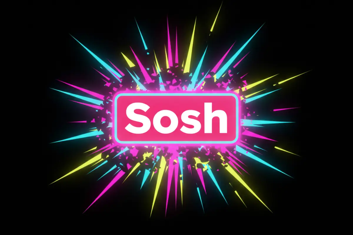 Logo de Sosh multicolore sur fond noir, car dernier jour de son forfait  Go à moins de 10€