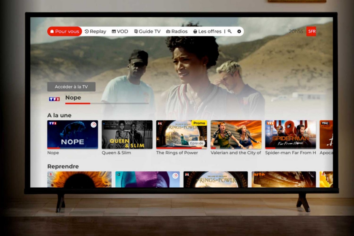 L'interface SFR TV sur un téléviseur connecté