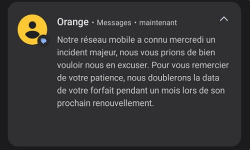 sms après la panne orange
