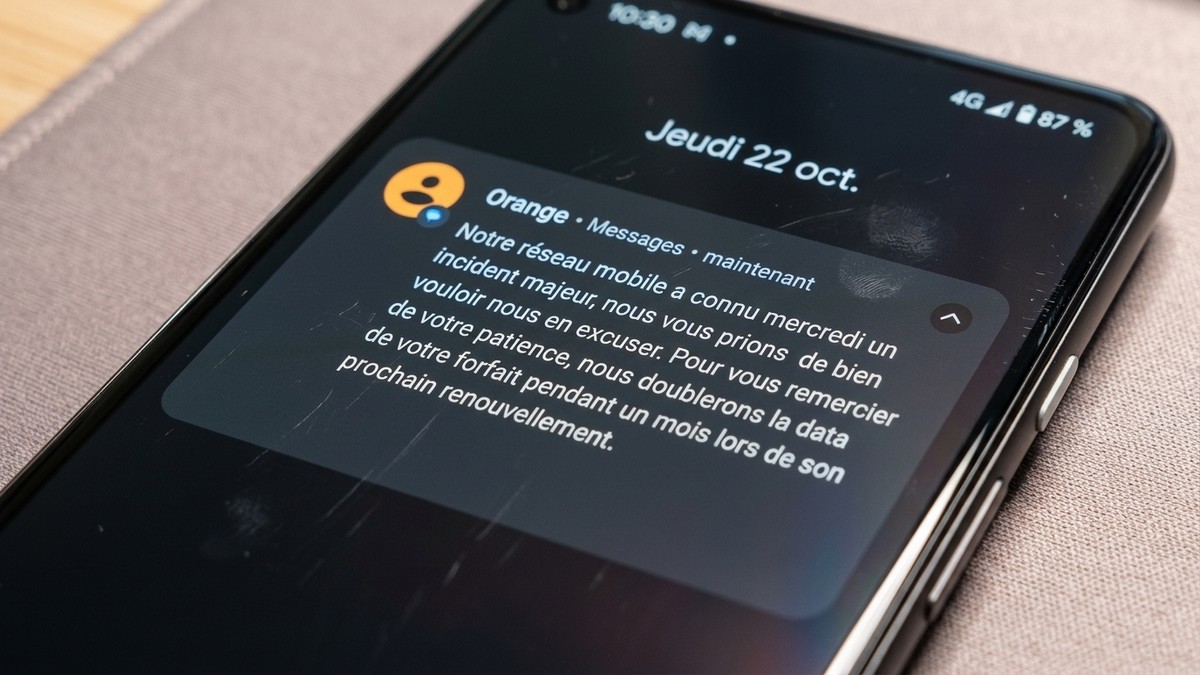 LE SMS envoyé par Orange aux abonnés victimes d'une panne le 21/10/2026