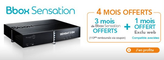 Bouygues offre 4 mois d'abonnement sur la Bbox Sensation