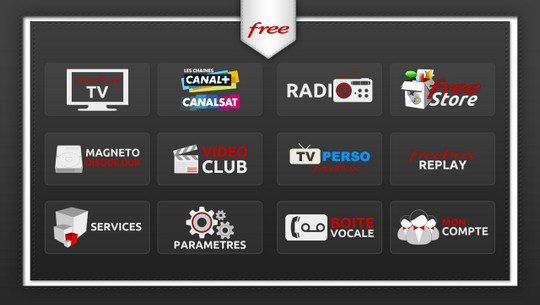 Interface TV de la Freebox Crystal