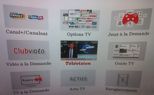 interface TV du décodeur Evolution de SFR