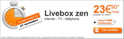 Bon Plan Livebox zen jusqu'au 21 novembre