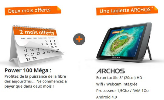 2 mois offerts et une tablette Archos sur l'offre Power de Numericable