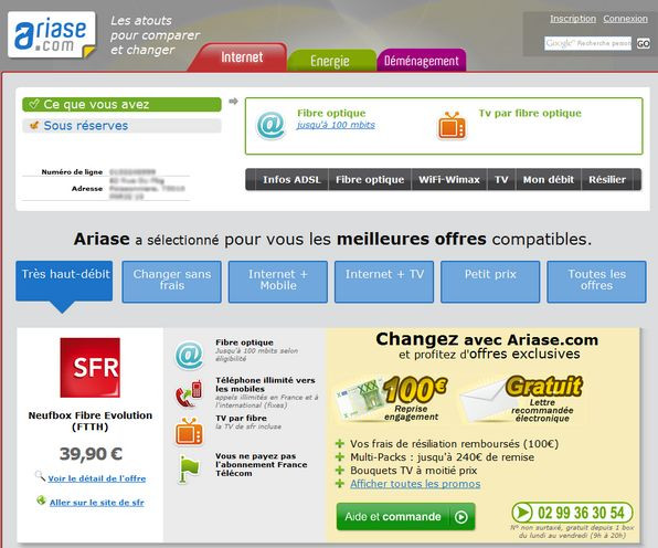 Test d'éligibilité fibre optique SFR