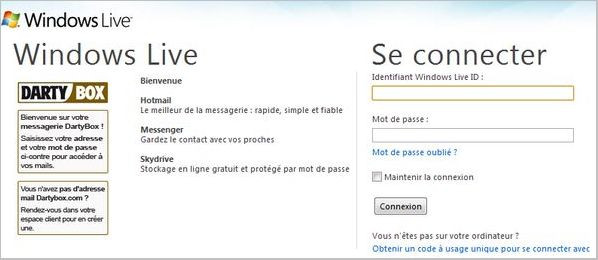 Messagerie Dartybox Hotmail