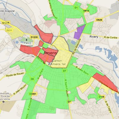 Carte du réseau de fibre optique d'Amiens